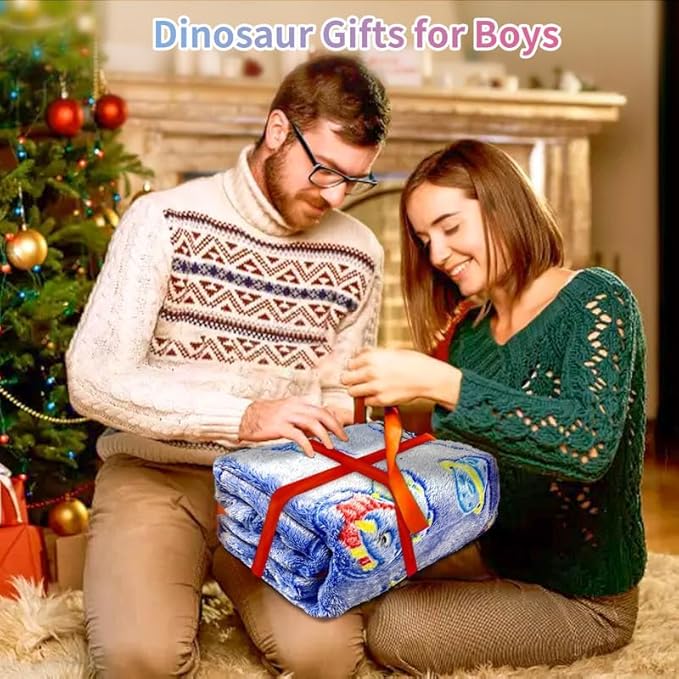 PersoblastIC Dinosaur Blanket for Kids, Glow in The Dark, Soft Fleece, Toddler & Baby Size (60"x80")