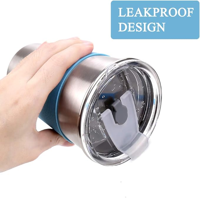 Stainless Steel Cups, 5 Pack 16oz Kids Drinking Glasses Spill Proof Metal Tumblers Cups with Lids and Straws for Toddlers and Adults