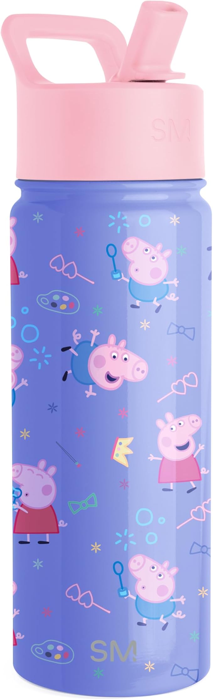 Simple Modern Kids Summit Water Bottle with Straw Lid | Peppa Pig 18oz Stainless Steel Cup Insulated Tumbler for Toddlers, School | Peppa Pig Bubbles
