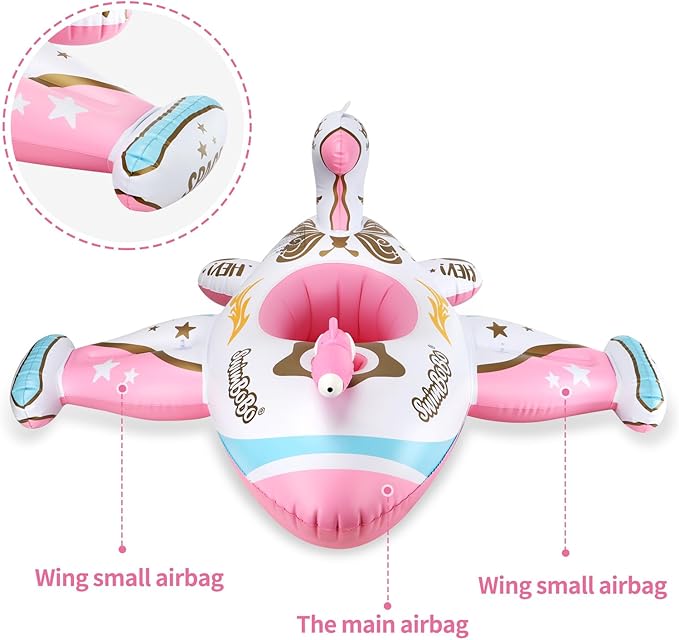 Swimbobo Toddler Pool Float Inflatable Car Baby Swim Float with Adjustable Sun Canopy and Safety Seat Pool Toys for Kids 3+ Years Old