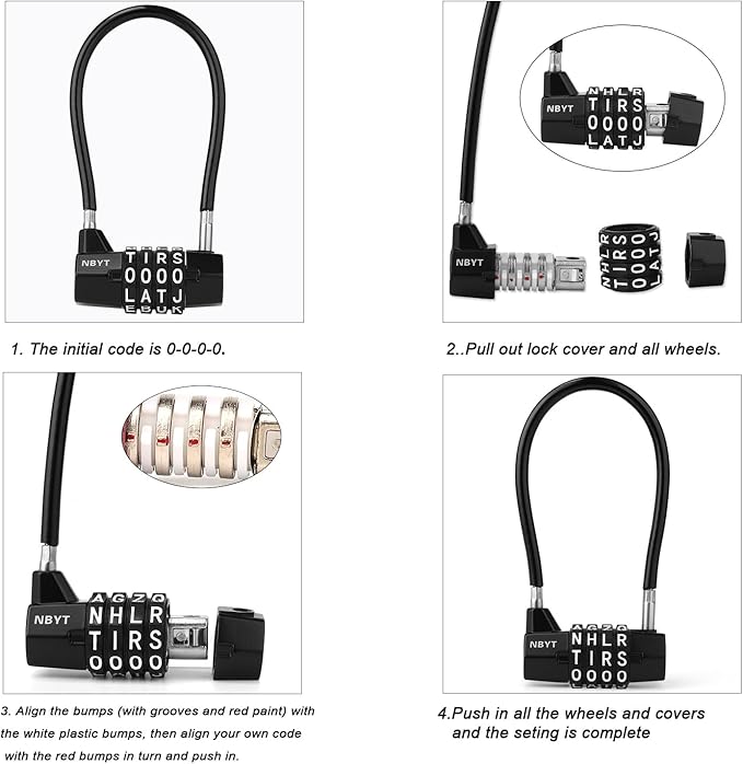 Cable Lock with Word Combination for Metal Fence, Shed, Gates, Outdoor Fence, Long Cabinet, Refrigerator, Dumpster, and Letter Padlock