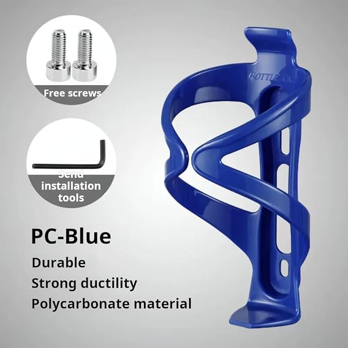 Lightweight Bicycle Water Bottle Holder - Secure, Versatile, and Stylish Bike Universal Drink Cage, Cycling, Road/Mountain Bikes (Blue)