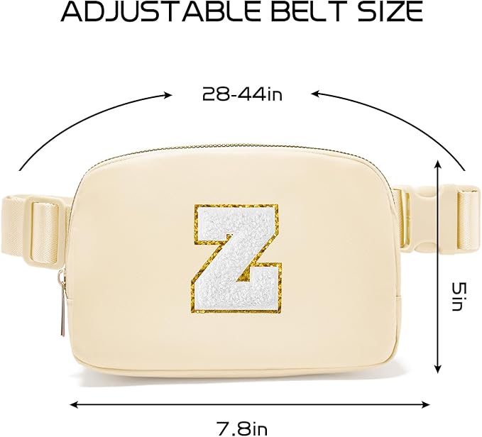 Gitus Birthday Gifts for 8 9 10 11 12 13 Year Old Girls Personalized Fanny Pack Crossbody Bags with Initial Letter Patch Belt Bag for Teen Girls Cute Trendy Stuff Travel Essentials (Beige-Z)