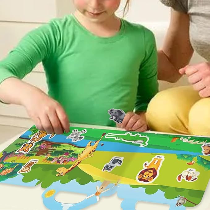 Reusable Sticker Books for Kids, 4 Sets Travel Removable Toddler Sticker Books for 3 4 5 Year Old Girls Boys - Vehicle, Space,Dinosaur & Zoo Animal