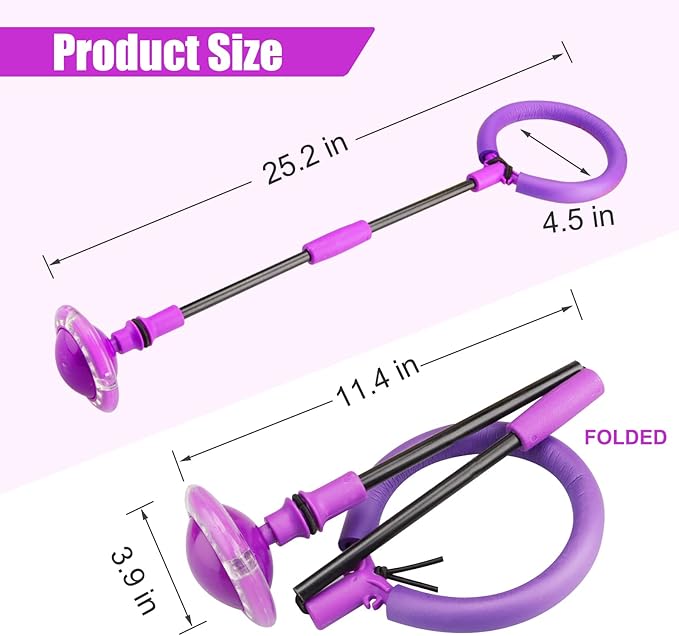 Ankle Skip Ball for Kids - Foldable Flash Wheel Skip Ball, Outside Game Toys for Kids & Adults, Gift for Boys & Girls Age 5 6 7 8 9 10 Years Old, Purple