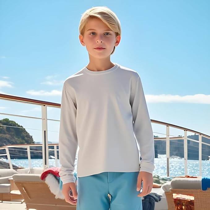 INGEAR Boys' Rash Guard UPF 50+ Swim Shirt - Lightweight, Quick-Dry, Durable Sun Protection for Swimming, Sizes XS-XL