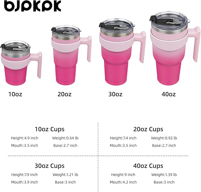 BJPKPK Tumbler With Handle 20 oz Tumbler With Lid And Straw Reusable Stainless Steel Travel Mug Insulated Coffee Cups,Cherry Blossom