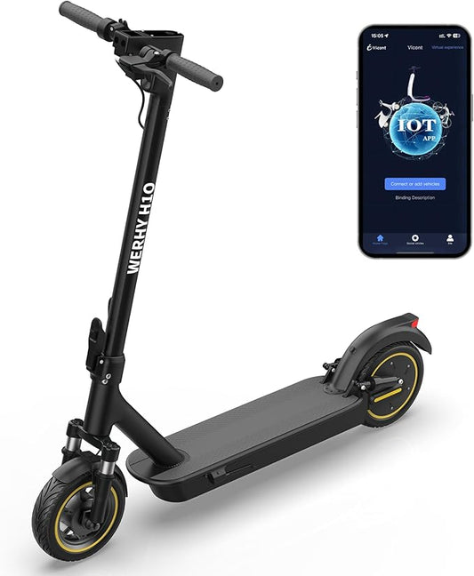 Electric Scooter, 350W/500W Powerful Motor, 19/22 MPH Max Speed, 15/21/28 Miles Range, with 8.5"/10" Solid Tires, Lightweight Foldable Kick Scooter with Dual Braking Systems, Smart APP, Cruise Control