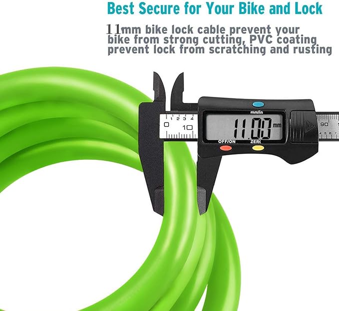 Bike Lock Cable, Bicycle Cable Lock with 4 Digit Combination & Alloy Lock Head, Resettable Kids Bike Cable Lock, 2 Ft x ∅0.45 IN, Lock for Bike, Scooter, Skateboard, Motorcycle, E Bike (Green)