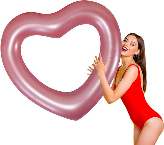 ZHUYNXIR Heart Swimming Pool Float Loungers Tube, Water Fun Beach Party Toys for Kids，Birthday Scene Layout Props.