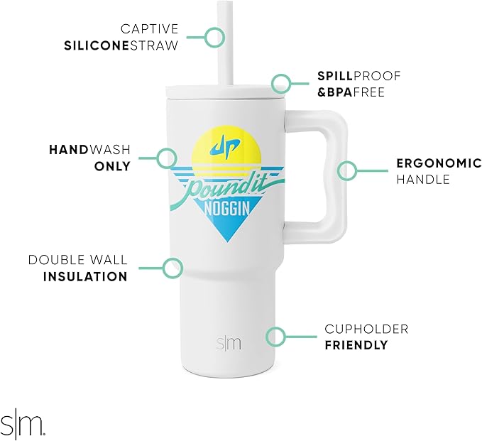 Simple Modern Dude Perfect Kids 24 oz Tumbler with Handle and Silicone Straw Lid | Spill Proof and Leak Resistant | Reusable Stainless Steel Bottle | Gift for Boys Girls | Trek Collection | Pound It