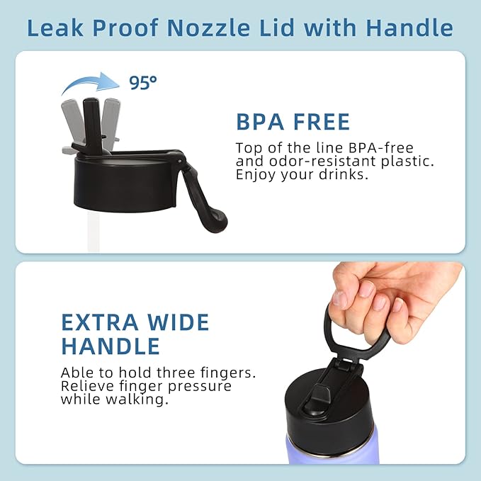 Volhoply 16 OZ Kids Water Bottle Bulk 4 Pack,Insulated Sports Bottles with Straw Lid,Stainless Steel Bottle with Handle Keep Cold & Hot,Double Wall Vacuum Tumbler Cups for School(Purple Blue, 4)