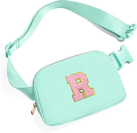 Gitus Belt Bag Fanny Pack Crossbody Bags with Initial Letter Patch Cute Stuff Birthday Gifts for Teenager Girls Trendy Preppy Stuff for Teen Girls Cool Stuff for Teens (Mint Green-R)