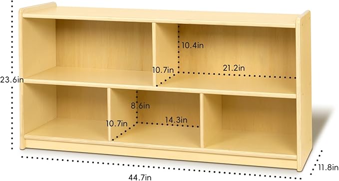 5-Compartment Montessori Bookshelf, Toy Storage Organizer, 2-Layer Toddler Bookshelf for Playroom Storage, Book Shelf for Kids Rooms, School, Nursery