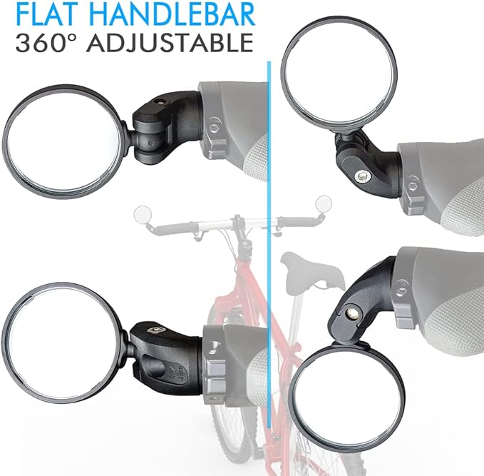 Bike Mirrors,Bike Bar End Mirror, HD Glass Convex Lens Bicycle Rearview Mirror, Safe Cycling Rearview Mirror, Easy to Install