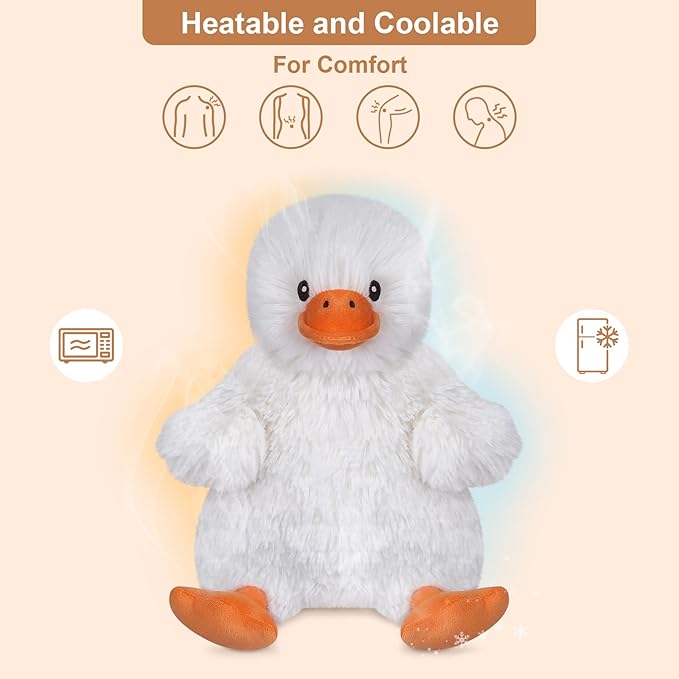 Coolable & Heatable Duck Stuffed Animals, Microwavable Stuffed Animal for Heat Therapy & Stress Relief, Cuddly Warm Duck Plush Toy Heating Pad, Cute Duckling Gifts for Women & Kids