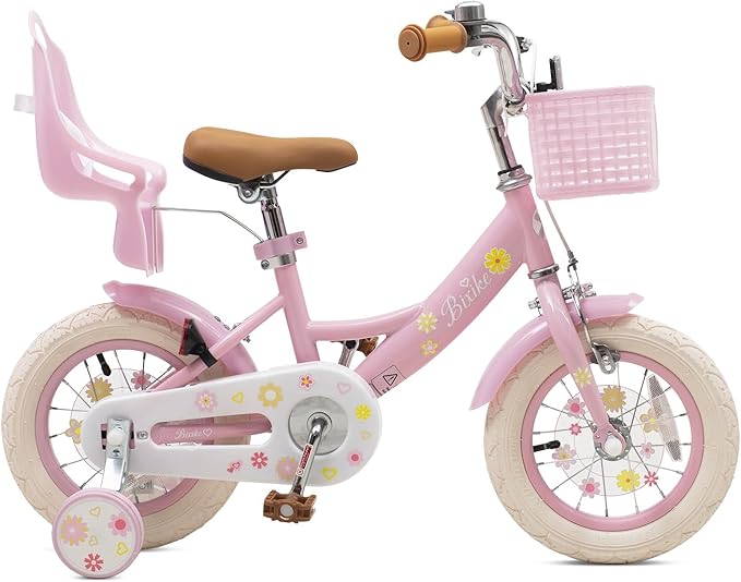 Girls Bike with Basket for Toddlers and Kids Aged 3-14 Years Old, 12 14 16 18 Inch with Training Wheels & Doll Seat, 20 Inch with Kickstand & Rear Rack, Princess Style Bicycle for Gift.