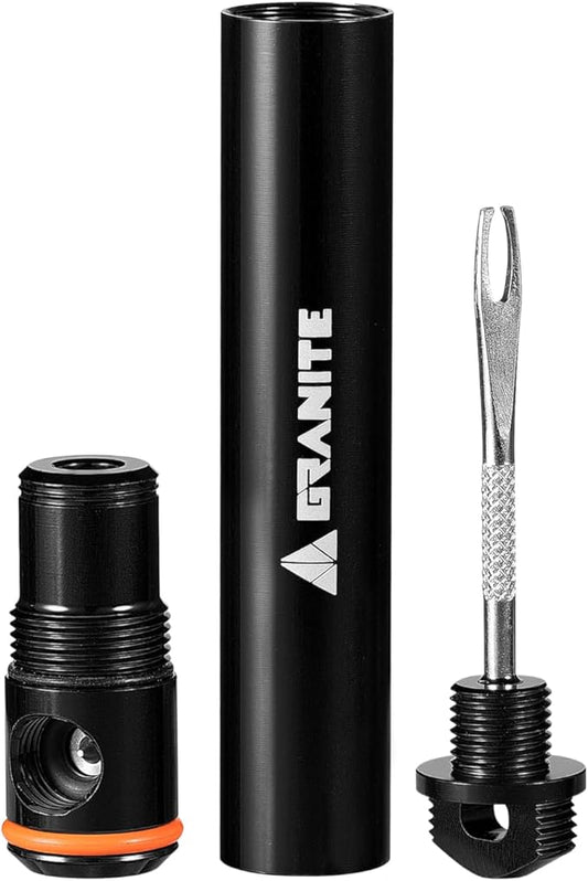 Granite Suture Aero Tire Plug Kit with Integrated CO2 Inflator, Tubeless Tire Repair Kit with 2 Size Plugs, CO2 Tire Inflator Works with Presta Valve