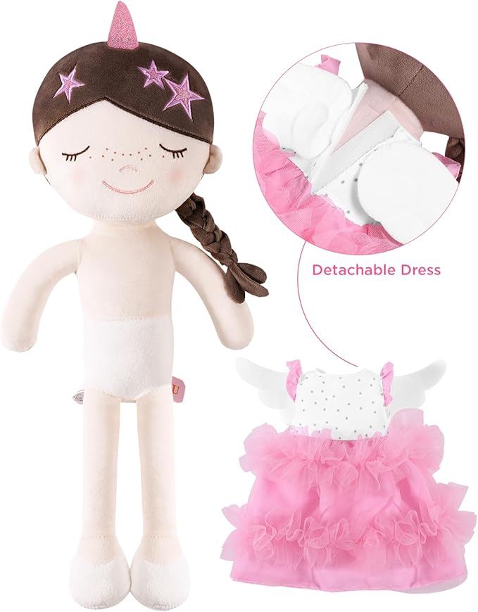 GAGAKU Soft Baby Doll Toys (16'') for Girls, My First Baby Rag Dolls for 1 Year Old Girl Birthday Gift Plush Doll Toys Machine Washable Baby Doll for Toddler Kids Infants - Star Princess