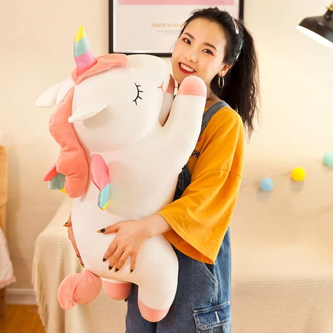 Unicorn Stuffed Animal, Soft Unicorn Plush Hugging Pillow Toy Gifts for Kids (White, 31.4 in)