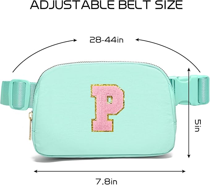 Gitus Belt Bag Fanny Pack Crossbody Bags with Initial Letter Patch Cute Stuff Birthday Gifts for Teenager Girls Trendy Preppy Stuff for Teen Girls Cool Stuff for Teens (Mint Green-P)