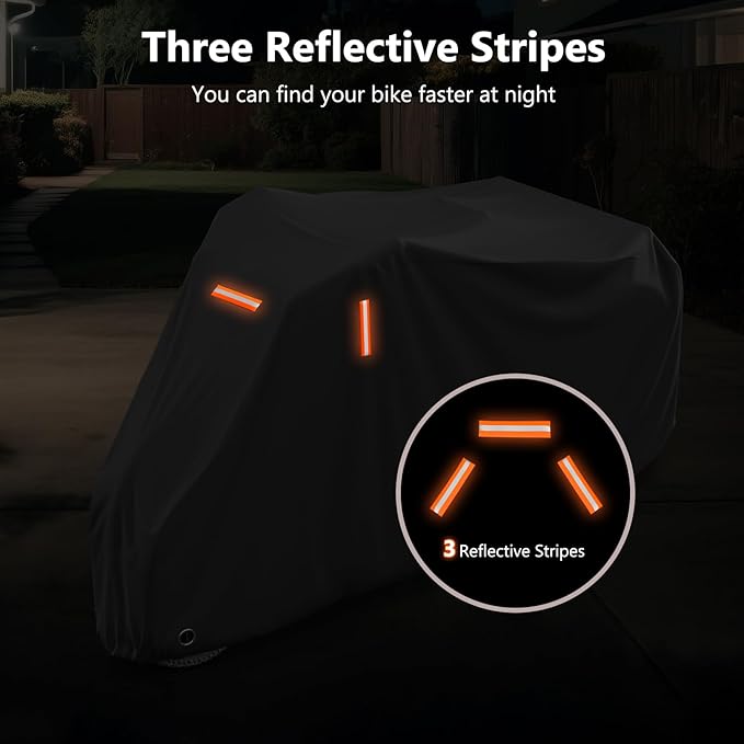 AKEfit Adult Tricycle Cover, Bike Covers Outdoor Storage Waterproof Cover for Electric Trike, With Windproof Buckle and Lock Hole, 75"L x 30"W x 44"H, Black