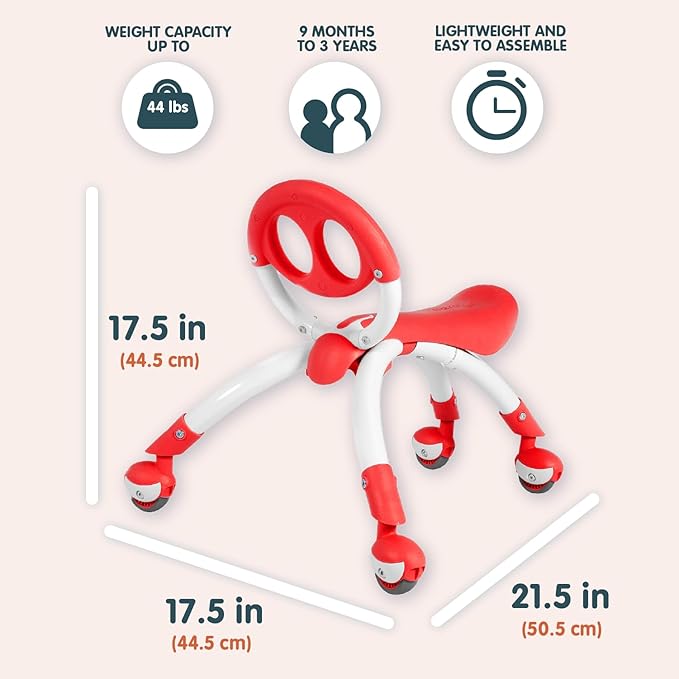 Pewi Walking Ride On Toy - From Baby Walker to Toddler Ride On for Ages 9 Months to 3 Years Old