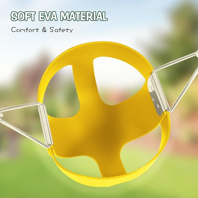 Heavy-Duty Toddler Swing with Coated Safety Chains-High Back Bucket Seat Includes Tree Straps,Hooks for Backyard, Playground,Outdoor Use (Yellow)