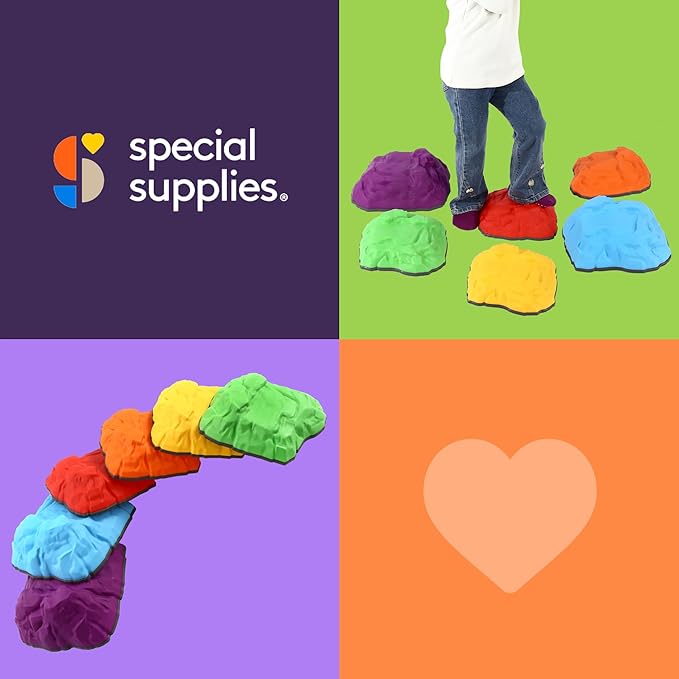 Special Supplies Mountain Shaped Stepping Stones for Kids Indoor and Outdoor Balance Blocks Promote Coordination, Balance, Strength Child Safe Rubber, Non-Slip Edging (Multi-Color, 6)