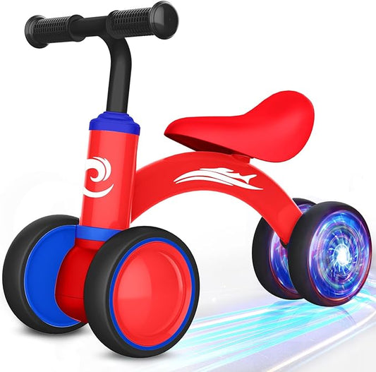 Colorful Lighting Baby Balance Bike Toys for 1 Year Old Boy Girl Gifts, 10-36 Month Toddler Balance Bike, No Pedal 4 Silence Wheels & Soft Seat First Riding on Toys, 1st Birthday Gifts