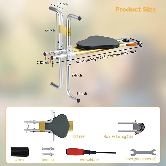 Kids Bike Seat, New Aluminum Alloy Child Bike Seat, Portable Foldable Front Mounted Child Bicycle Seats, Mountain Bike Child Safety Seat Suitable for Hybrid Cruiser Bicycles and City Bicycles