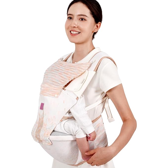 Bebamour Baby Carrier Newborn to Toddler with Hip Seat Baby Carrier Front and Back Carry Carrier with Head Hood, 3 PCS Teething Pads,Storage Bag (White-Knit)