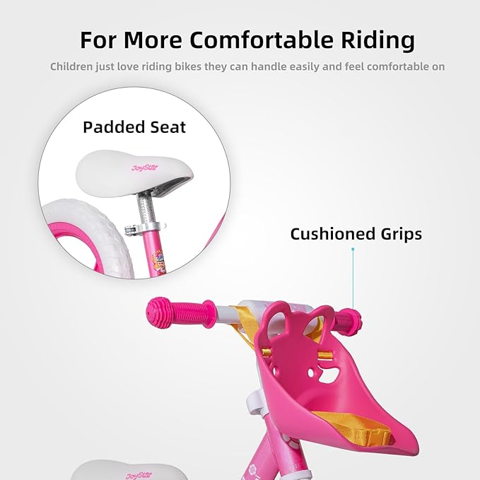 JOYSTAR 12/14 Inch Kids Balance Bike for 18months-5 Years Old Boys Girls, Lightweight Toddler Balance Bikes with Footrest and Handlebar Basket or Doll Seat