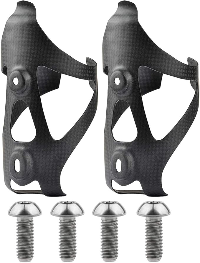 Full Carbon Fiber Bicycle Water Bottle Cages Holder Brackets with Titanium Bolts Pack of 2
