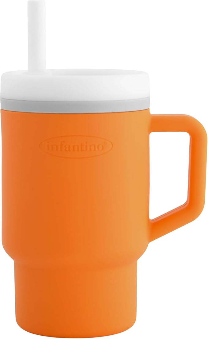 Infantino My 1st Tumbler, Silicone Sippy Cup with Straw & Handle, Spill-Resistant Baby Cup for On-the-Go, BPA-Free Transition Bottle