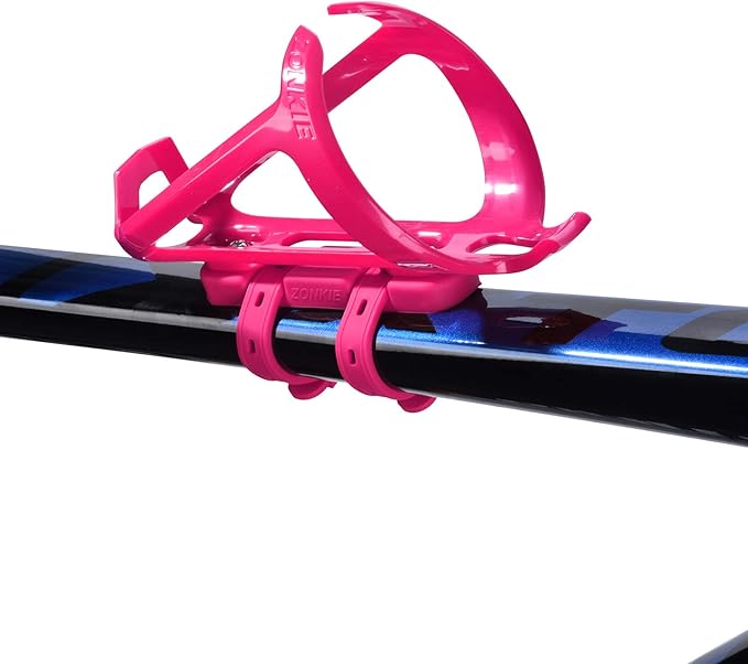 ZONKIE Bicycle Bottle Cages, Plastic Bike Bottle Holder with Cage Mounting Base (Pink)