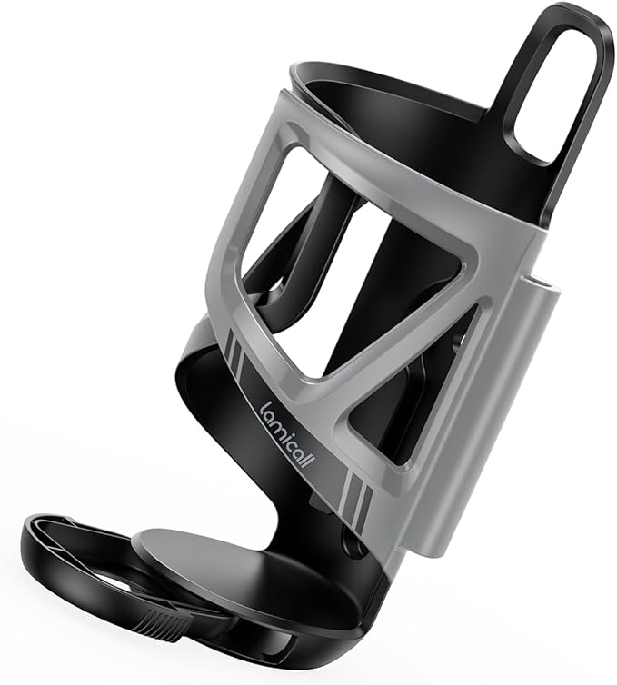 Lamicall Bike Water Bottle Holder - [Tracker Storage] [Adjustable Spring Design] Bike Cup Holder, Bicycle Drink Cage, Cycling Bike Water Bottle Cage with Screws Tool, for 2.28-3.39" Diameter Bottles