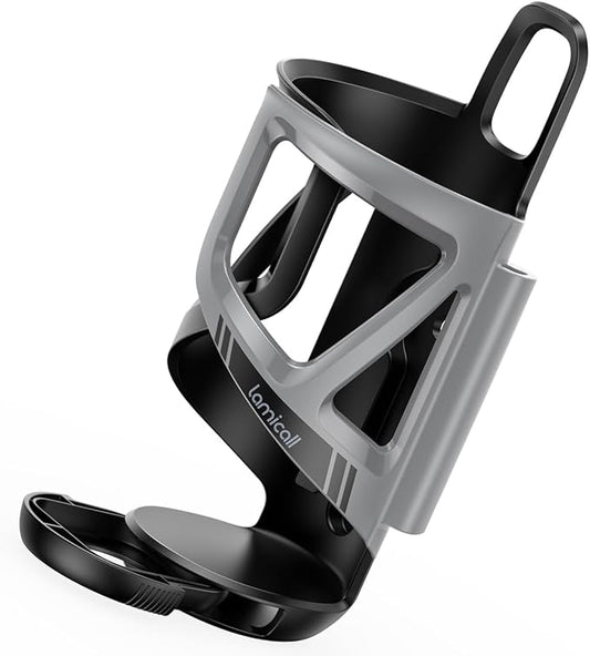 Lamicall Bike Water Bottle Holder - [Tracker Storage] [Adjustable Spring Design] Bike Cup Holder, Bicycle Drink Cage, Cycling Bike Water Bottle Cage with Screws Tool, for 2.28-3.39" Diameter Bottles