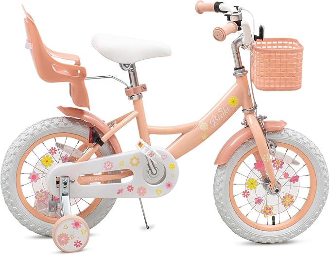 Girls Bike with Basket for Toddlers and Kids Aged 3-14 Years Old, 12 14 16 18 Inch with Training Wheels & Doll Seat, 20 Inch with Kickstand & Rear Rack, Princess Style Bicycle for Gift.
