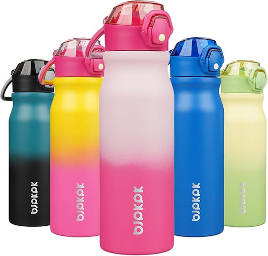 BJPKPK Insulated Water Bottle 25oz Stainless Steel Water Bottles With Straw And Carry Handle Double Wall Metal Thermo