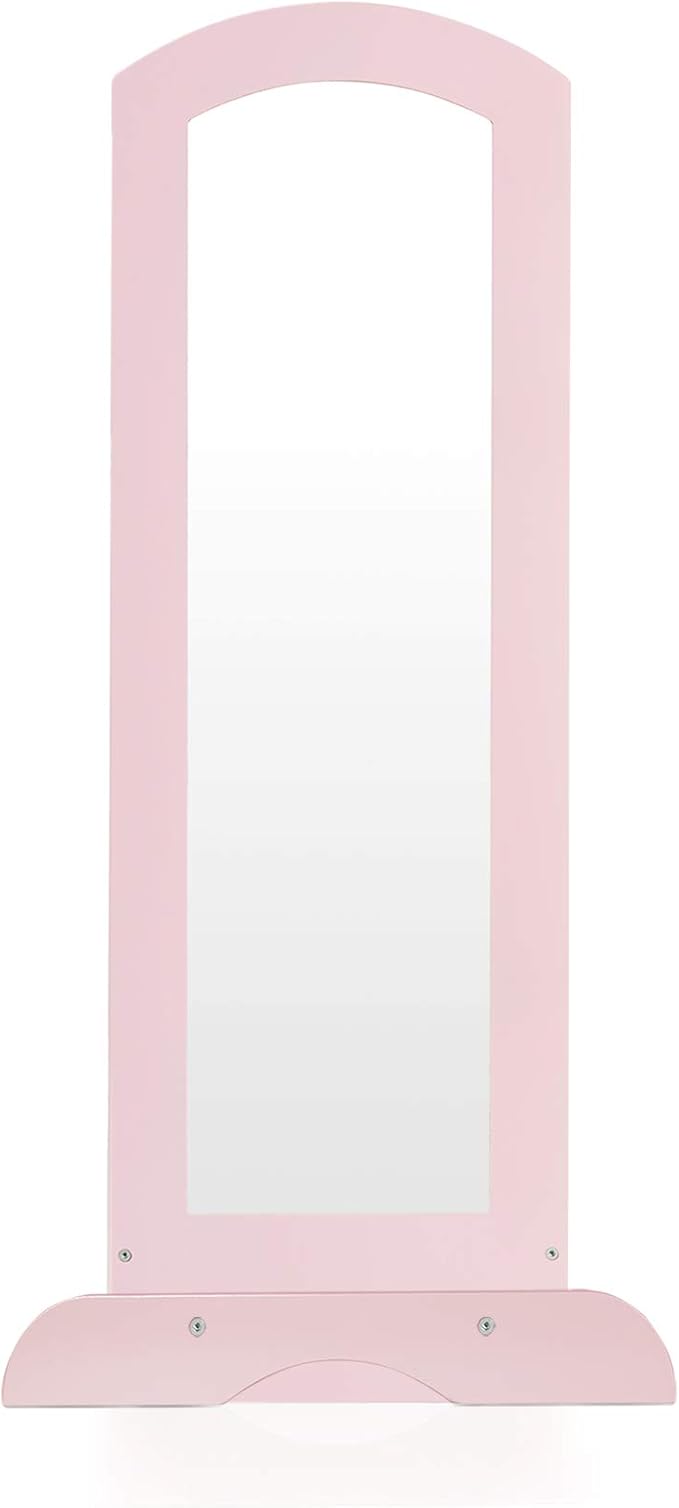 Guidecraft See and Store Dress-up Center – Pink: Pretend Play Costume Storage Wardrobe for Kids with Mirror & Shelves, Armoire with Bottom Tray, Toddlers Room Furniture