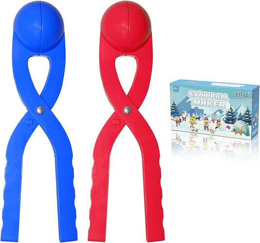 JEEFUD Snowball Maker for Kids Large Size Snow Ball Maker Mold Snow Toys for Toddlers Winter Outdoor Indoor Snowball Fight Set - Toys for 4-12 Year Old Boys Girls (Set of 2,Red&Blue)