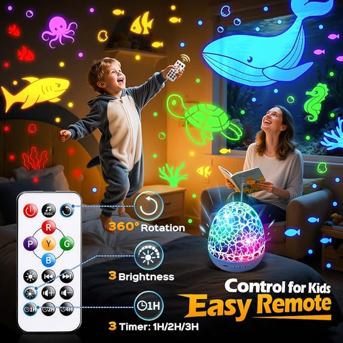 Pikoy Construction Excavator Toys【15 Sounds & 6 Films】Truck Toys for Ages 5-7[31 Colors & Remote Control] Dinosaur Egg Light for Nursery Toddler Boys Birthday Gifts,Kids Christmas Gifts 1-8 Years Old