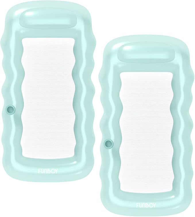 FUNBOY Clear Inflatable Mesh Pool Lounger Mesh Water Hammock with Built-in Pillow 70" Pool Hammock Float for Adults Swimming Pool Accessories & Tanning Pool Lounger Float for Pool Party & Summer