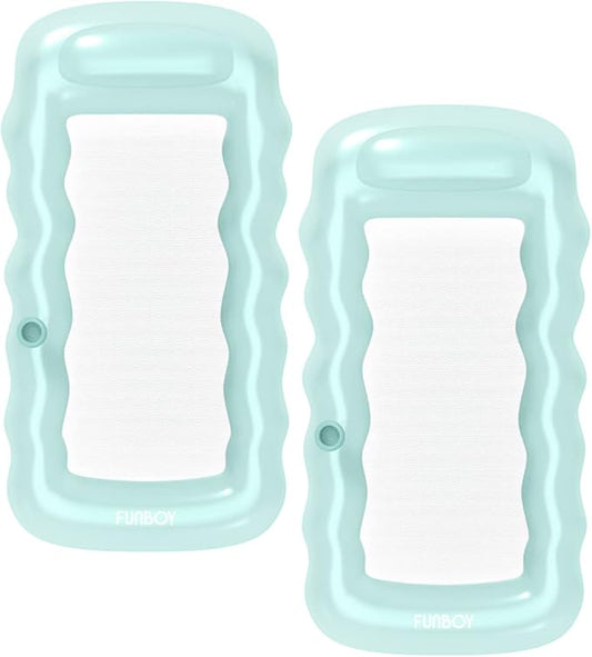 FUNBOY Clear Inflatable Mesh Pool Lounger Mesh Water Hammock with Built-in Pillow 70" Pool Hammock Float for Adults Swimming Pool Accessories & Tanning Pool Lounger Float for Pool Party & Summer