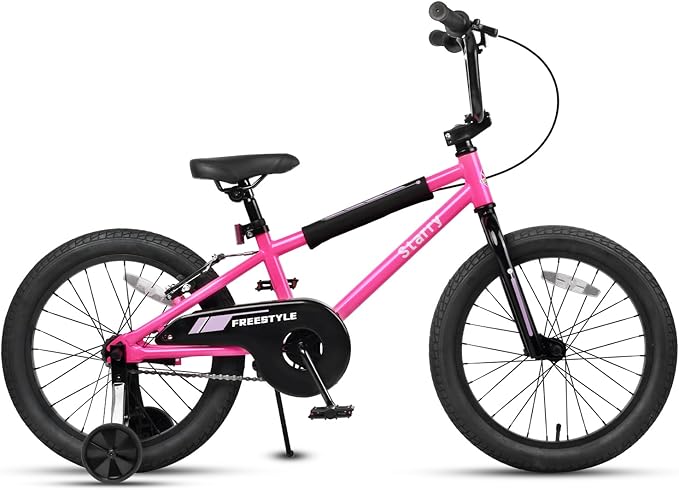 12 14 16 18 Inch Kids Bike BMX Style Bicycle with Training Wheels Coaster Brake for 2-10 Years Old Toddlers Boys Girls Multiple Colors