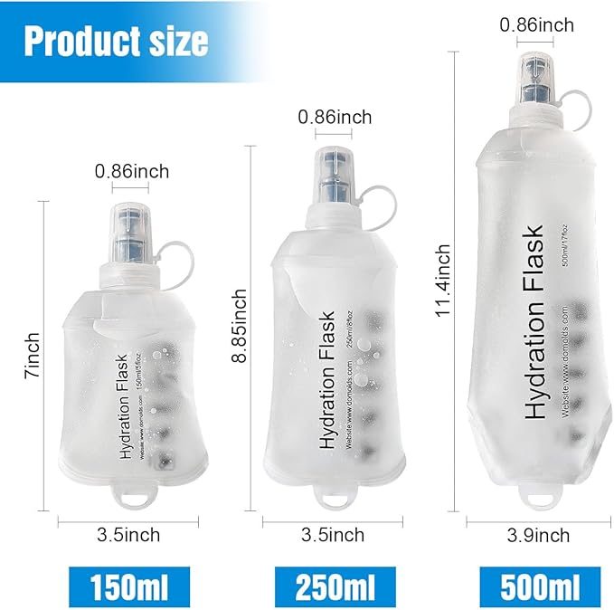 AXEN Soft Flask TPU Foldable Running Hydration Flask, Soft Collapsible Water Bottle for Hydration Pack Cycling Marathon Running Hiking