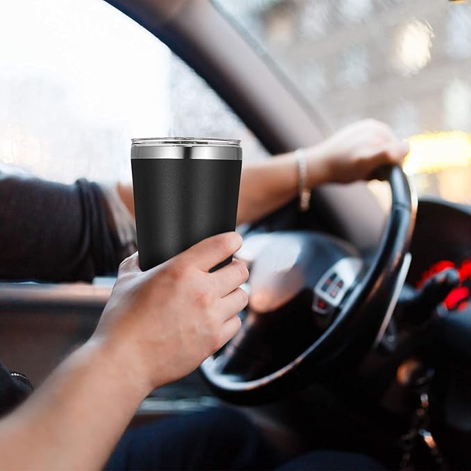 VEGOND 12oz Tumbler Stainless Steel Tumbler bulk Vacuum Insulated Double Wall Travel Tumbler with Lid and Straw Reusable Tumbler, Black 6 Pack