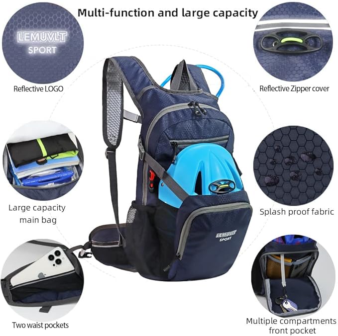 Hiking Daypack Waterproof Biking Backpack 15L Lightweight Durable Backpack for Ski Snowboarding Running MTB Cycling