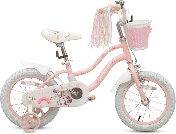 Princess Style Girls Bike with Basket for 2-13 Years Old Kids and Toddlers, 12 14 16 18 Inch Bicycle for Children with Training Wheels and Streamers, 20 Inch with Kickstand, Multiple Colors